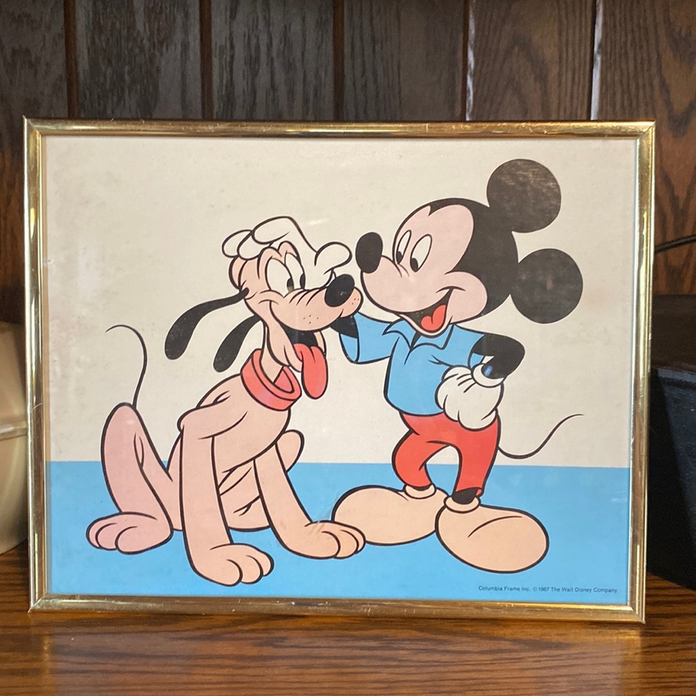 1987 Vintage Animated print Mickey and Pluto